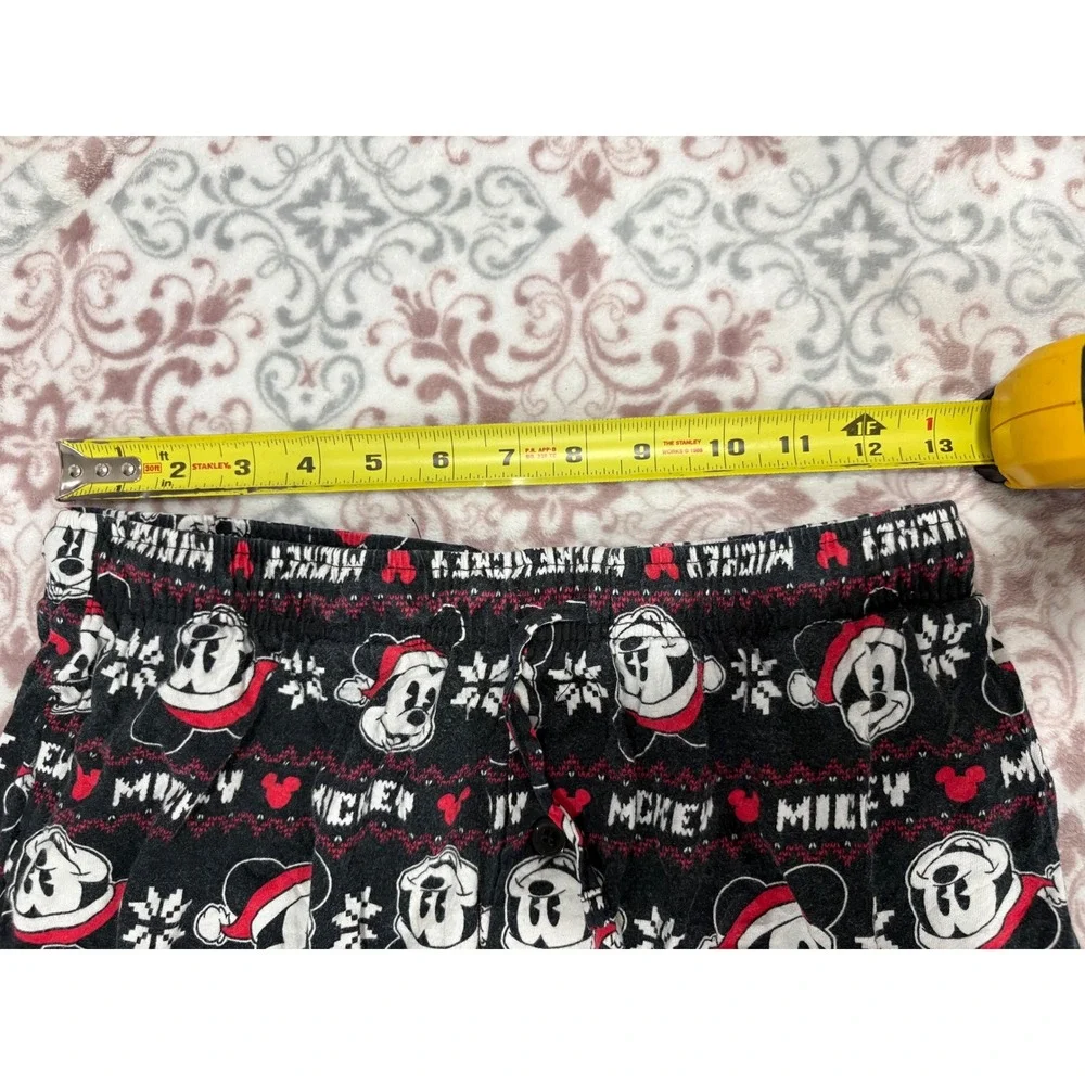 Disney Mickey Mouse Christmas Pajama Pants Large Black Holiday Fair Isle Cotton - Picture 3 of 9